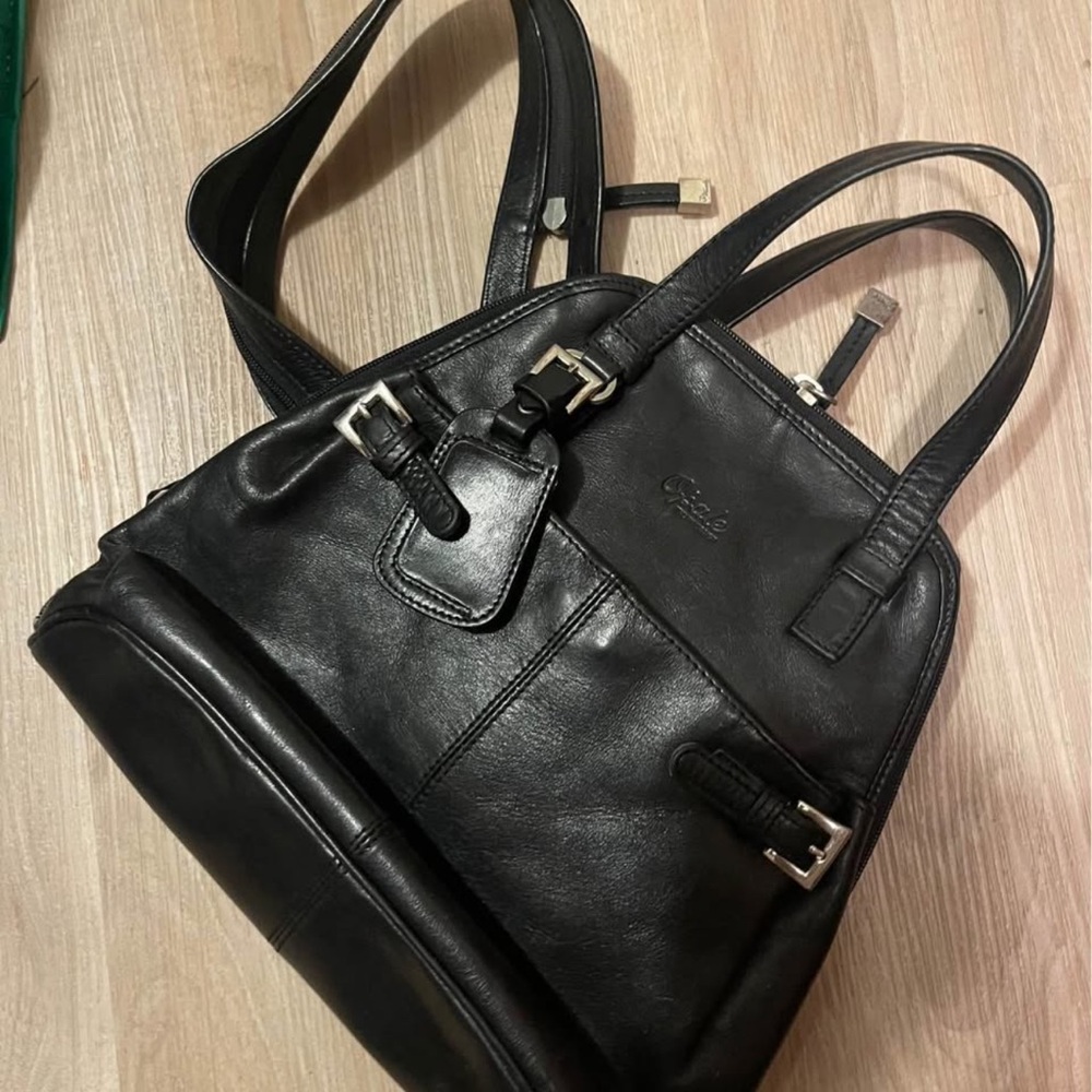 Opale Genuine Leather Convertible
Backpack Bag- Black